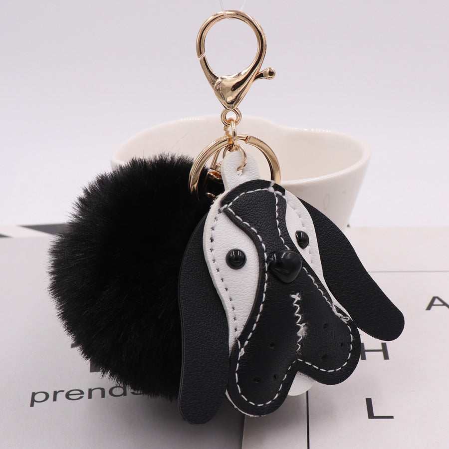 Wholesale PU Leather Puppy Plush Keychains